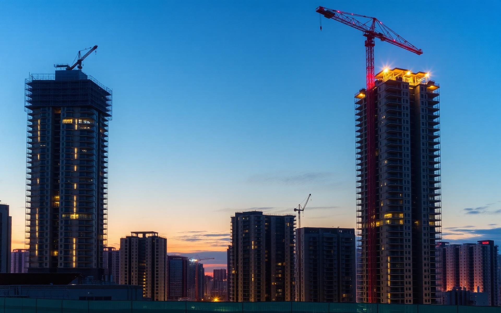 Coastal high-rise development at dusk